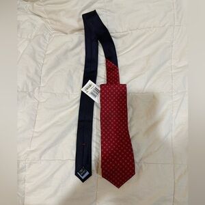 NWT Tommy Hilfiger Mens Necktie Tie Double Print Office Red Blue Silk